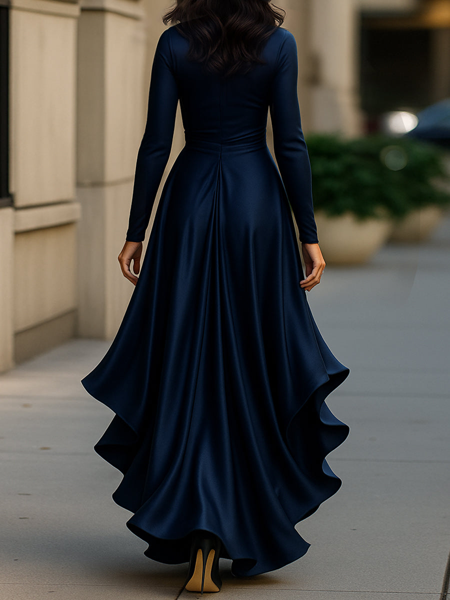 Palma | Satin Maxi Dress with Ruffle Details
