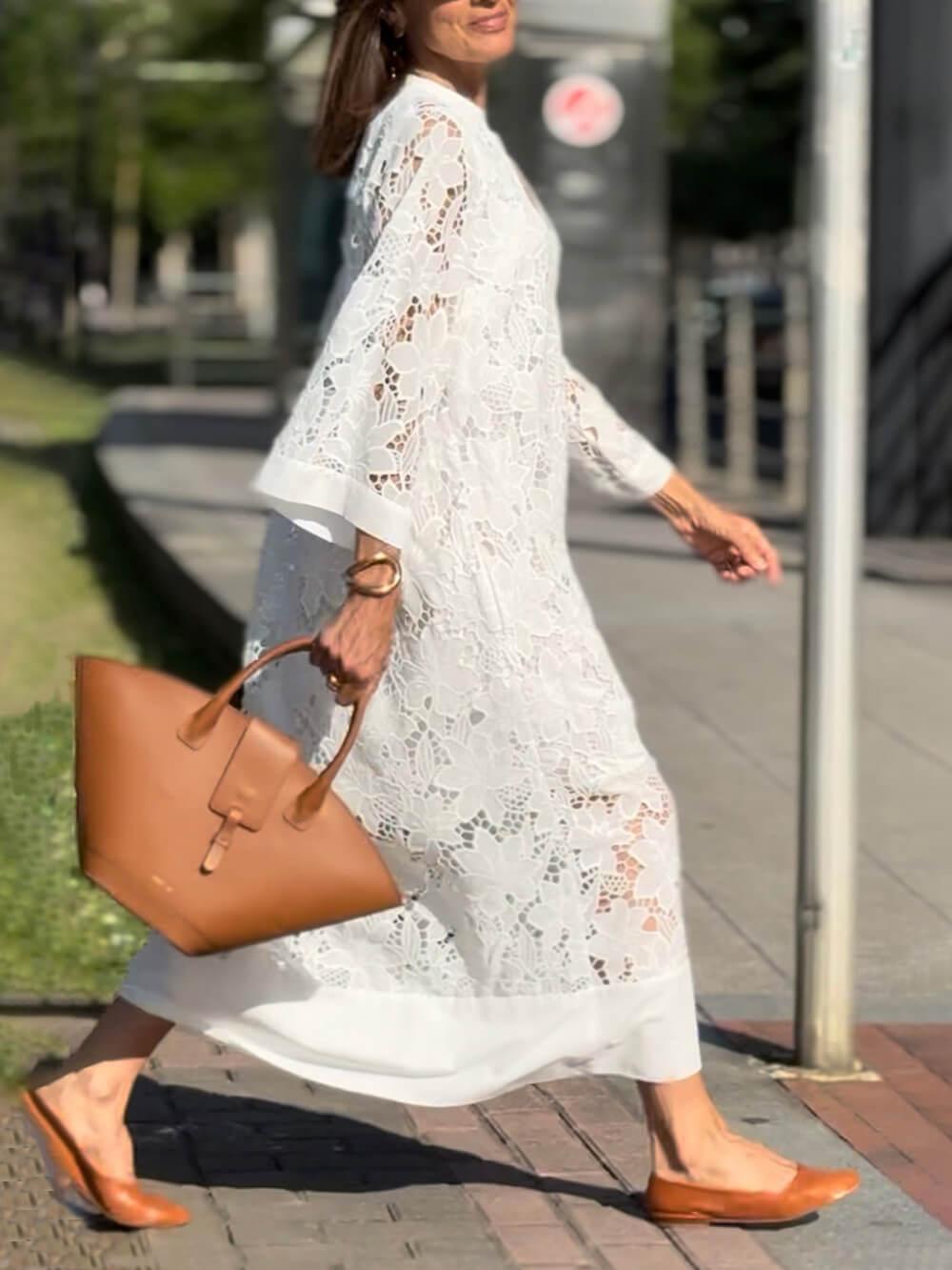 Willow | Strand Glam Blomst V-Hals Midi Kjole