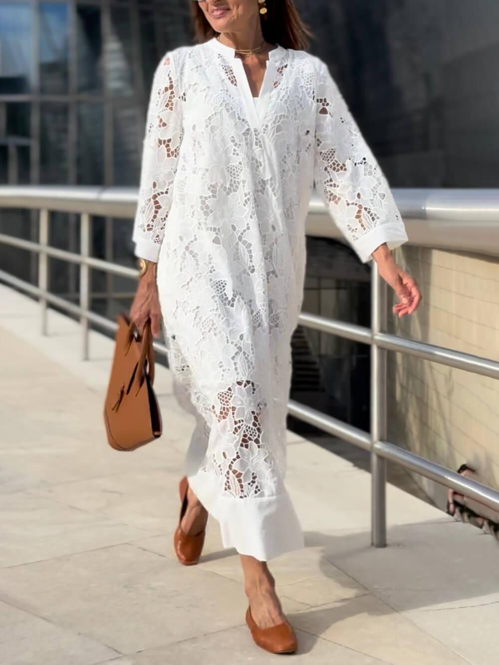 Willow | Strand Glam Blomst V-Hals Midi Kjole