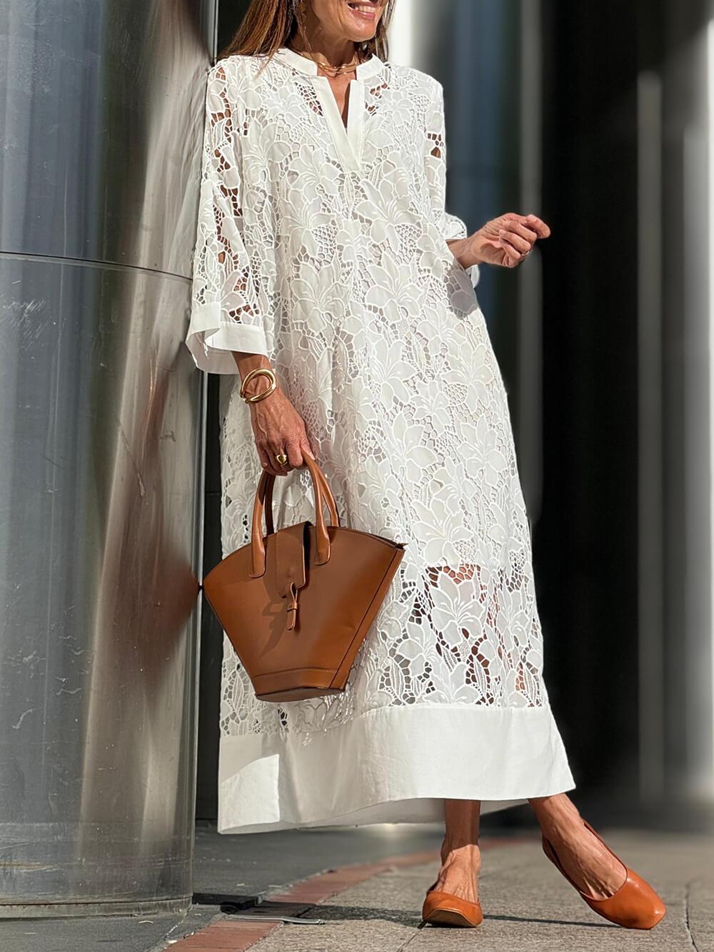 Willow | Strand Glam Blomst V-Hals Midi Kjole