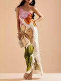Kira | Resort Vibes Elegant Blomsterprint One-shoulder Maxi Kjole