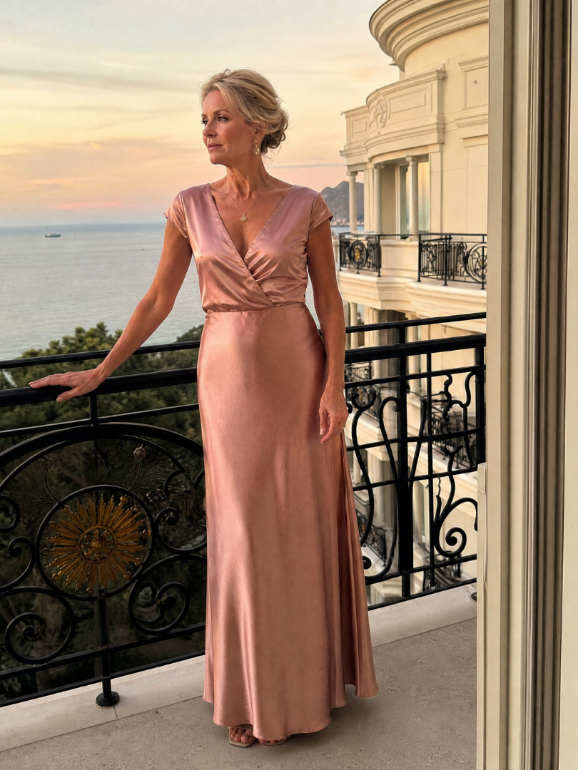 Samouse™ Kappa Ärmar Wrap Bodice Maxi Klänning
