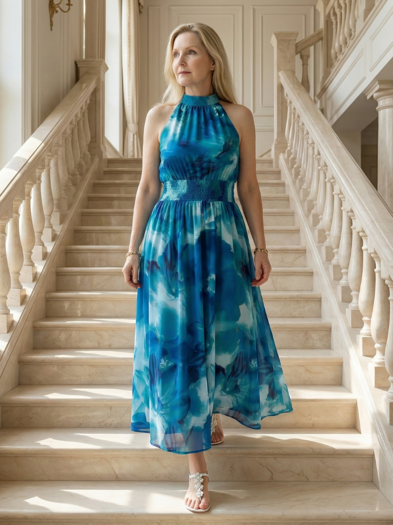 Sylin™ Samlad Halter Midi Klänning