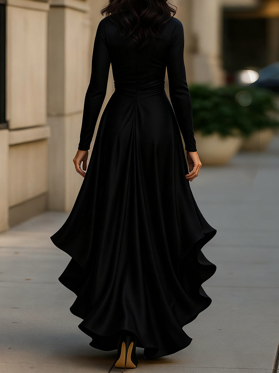 Palma | Satin Maxi Dress with Ruffle Details