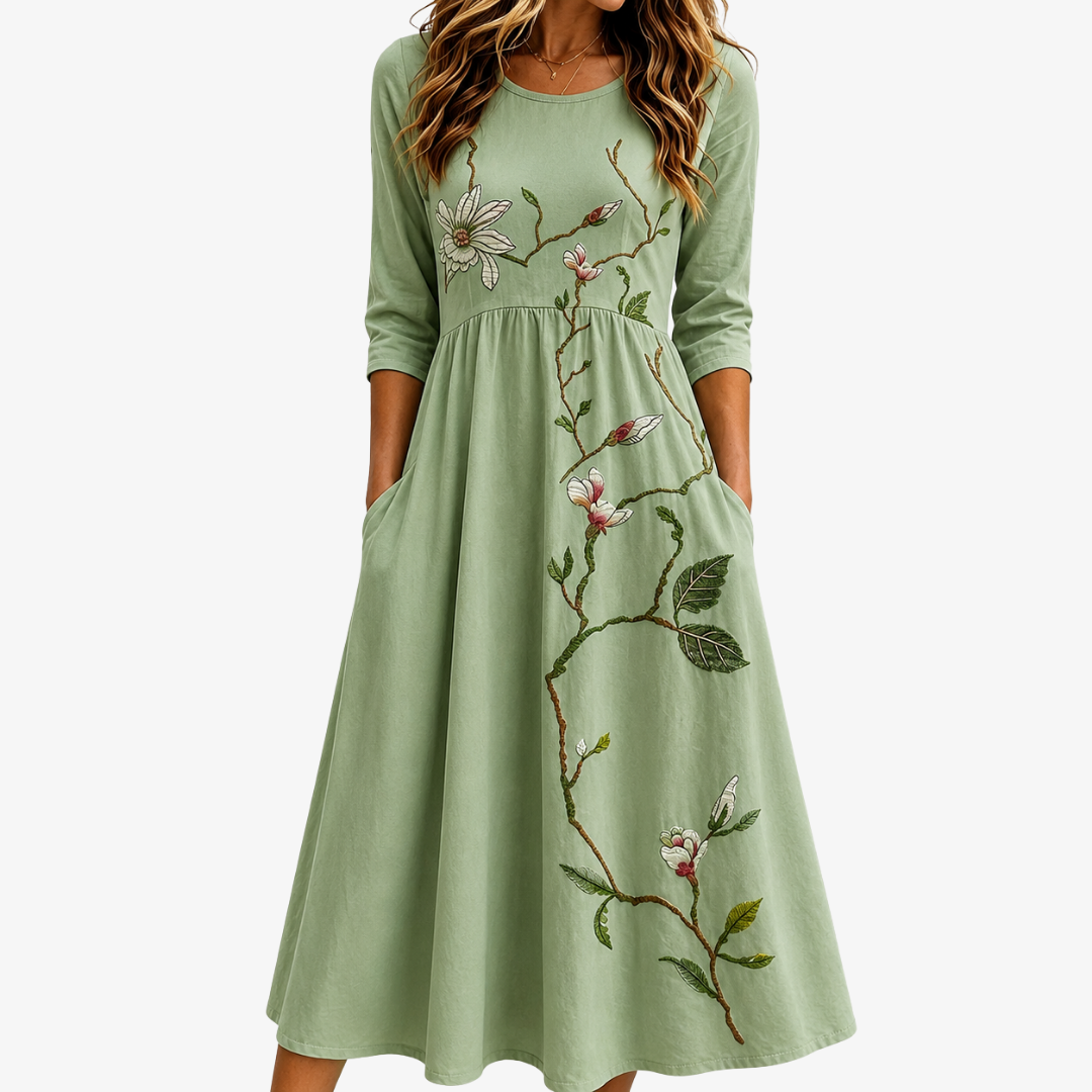 Willow Bloom Sage Midi Klänning