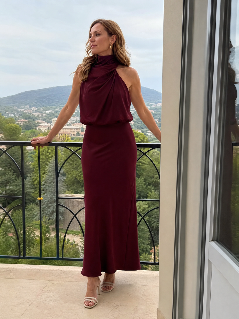 Nopal™ Ärmlös Draperad Midiklänning