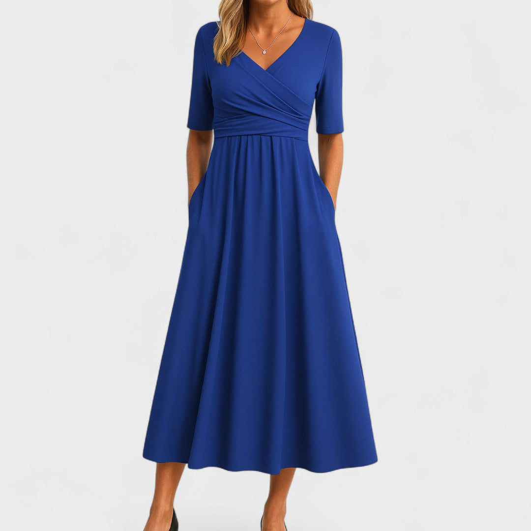Eleanor | Elegant Midi Klänning med Fickor