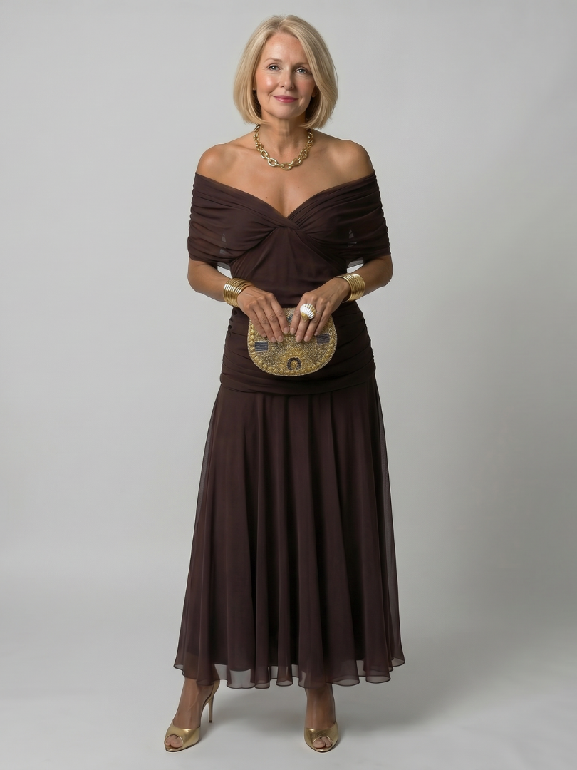 Calen™ Off Shoulder Flow Midi Klänning