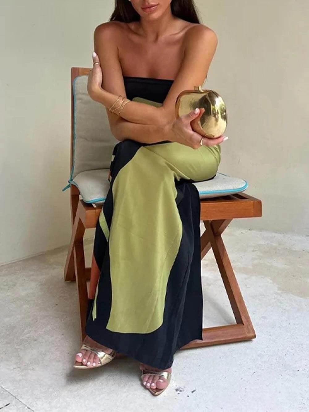 Joan | Kyst Chic Strapless Trykt Maxi Festkjole
