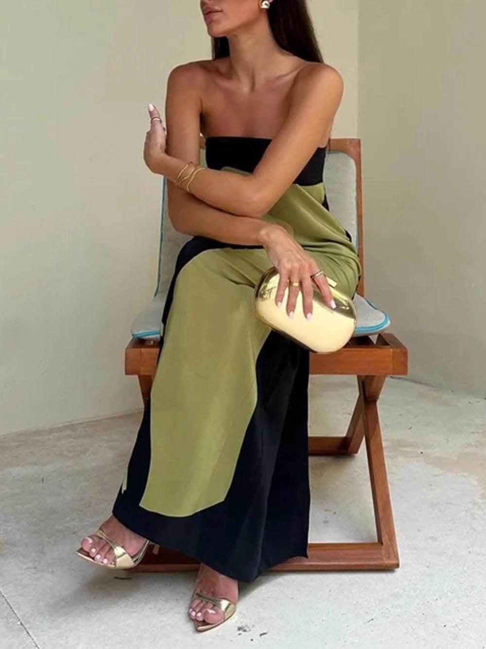 Joan | Kyst Chic Strapless Trykt Maxi Festkjole