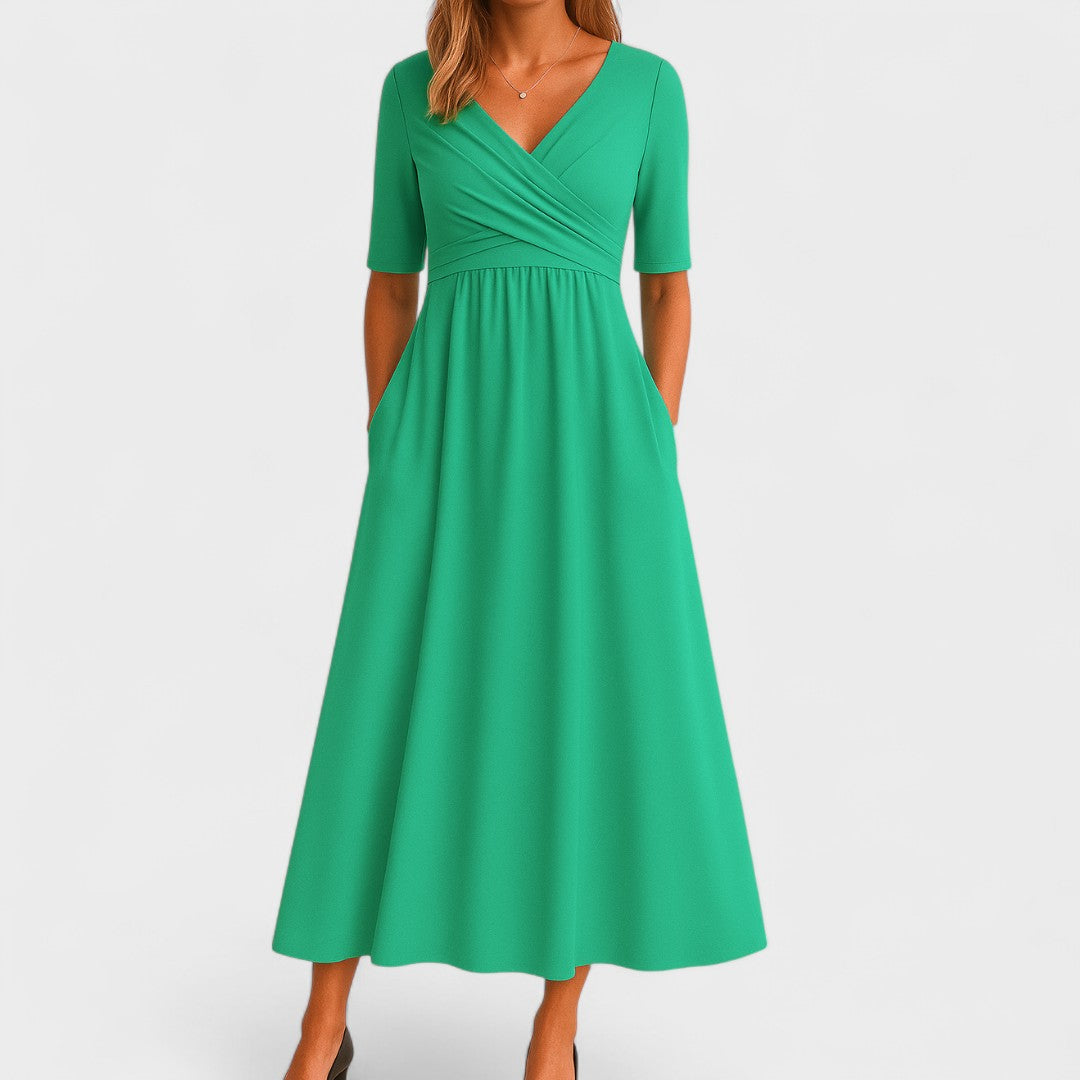 Eleanor | Elegant Midi Kjole med Lommer
