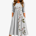 Silver Meadow Blossom Pocket Midi Klänning