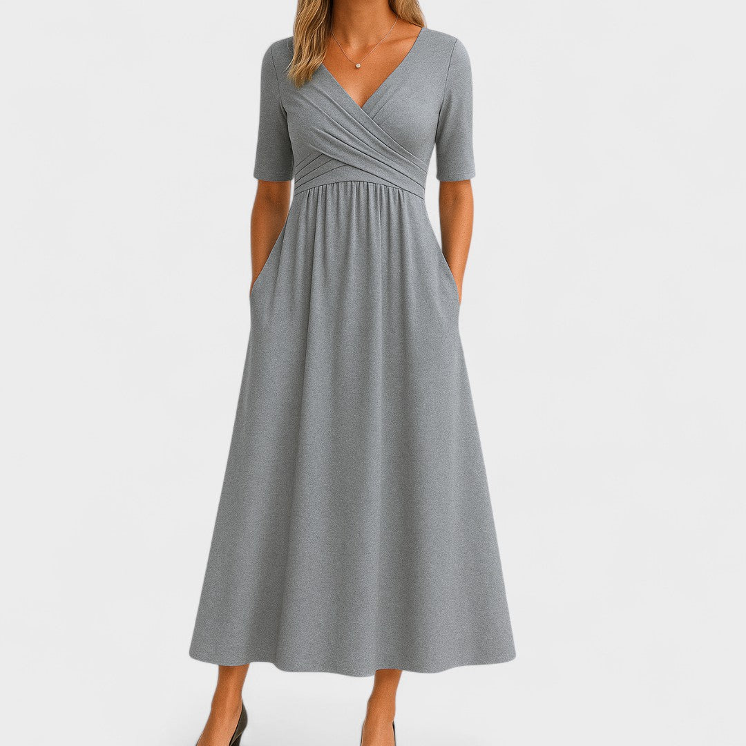 Eleanor | Elegant Midi Kjole med Lommer
