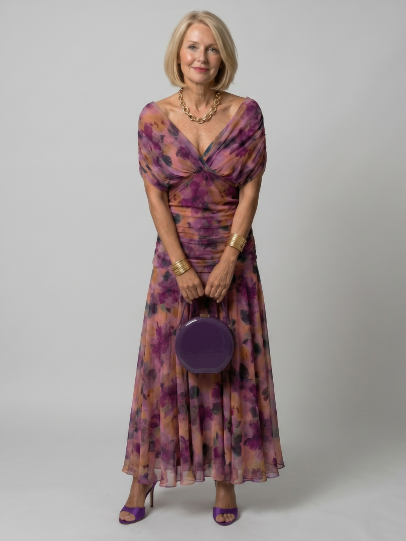 Calen™ Off Shoulder Flow Midi Klänning