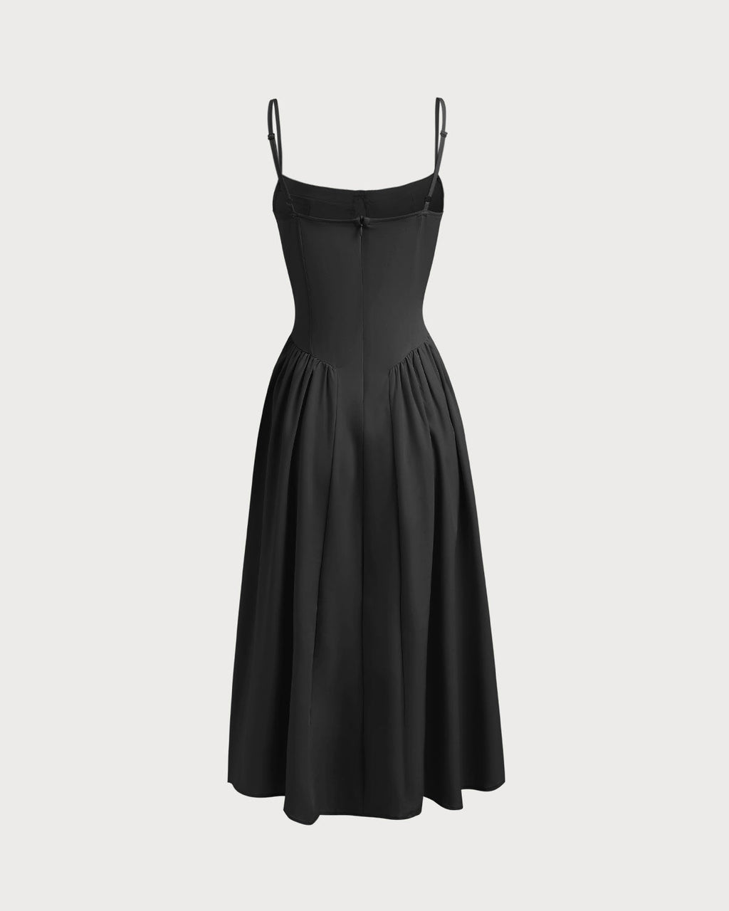 Svart Fyrkantig Halsringning Pocket Slip Midi Klänning