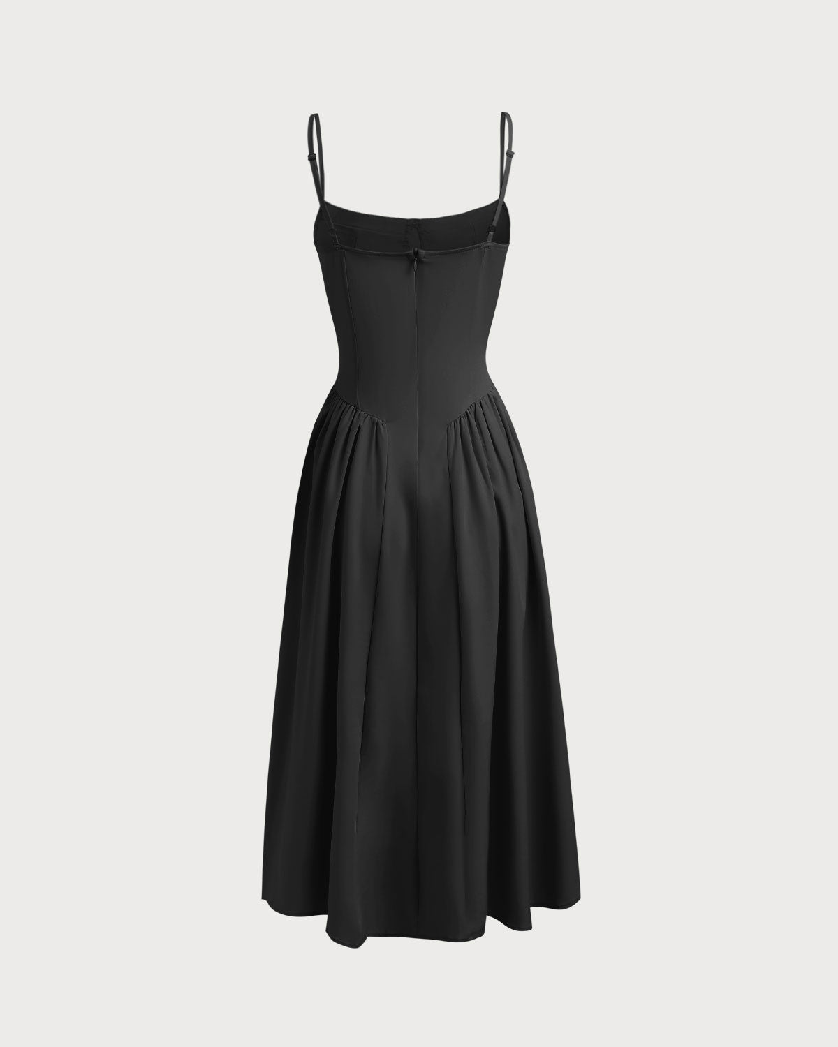 Svart Fyrkantig Halsringning Pocket Slip Midi Klänning