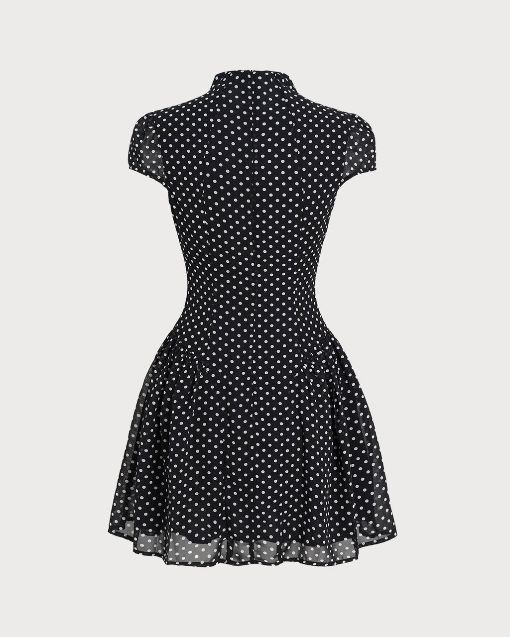 Svart Prickig Chiffon Mini Klänning