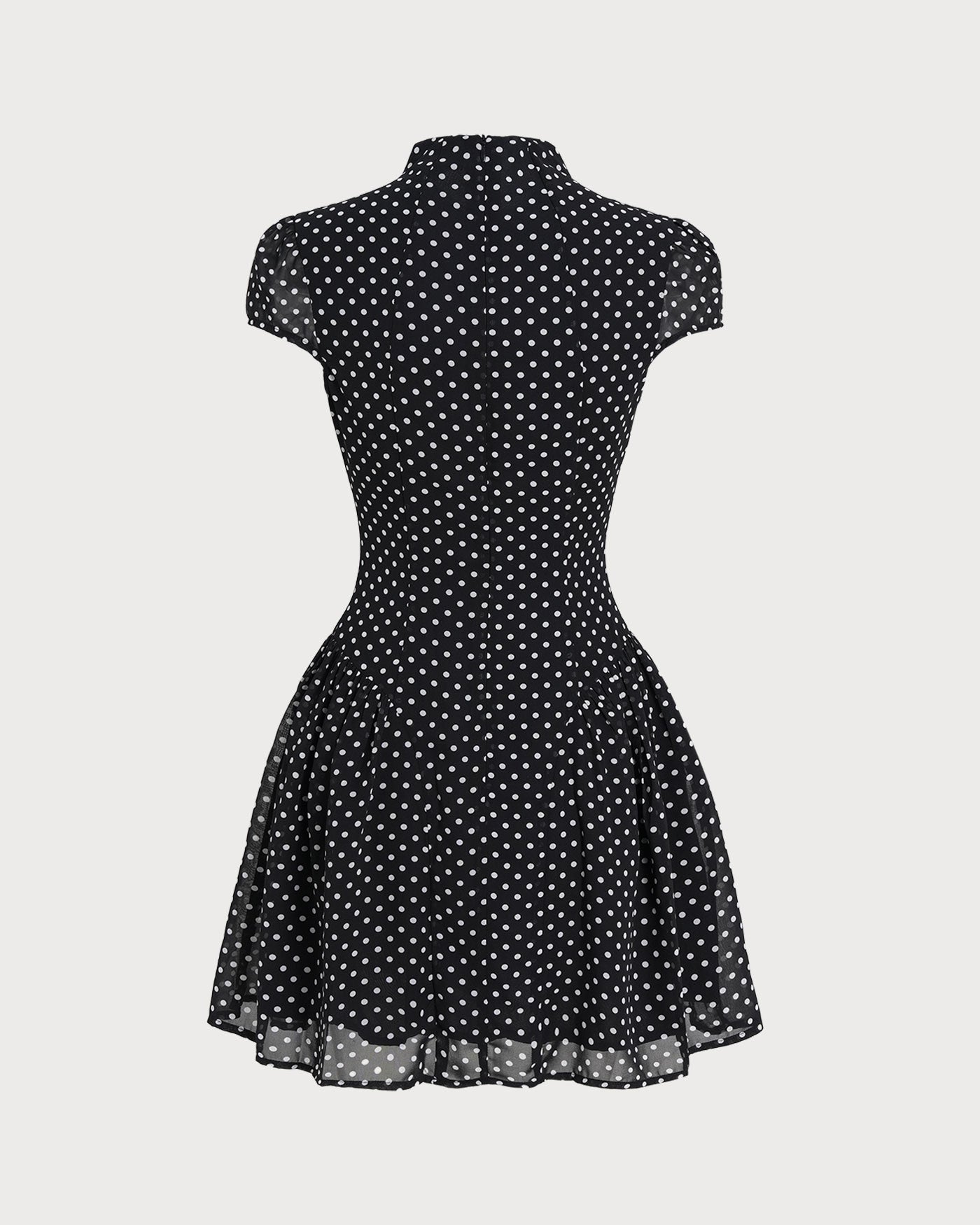 Svart Prickig Chiffon Mini Klänning