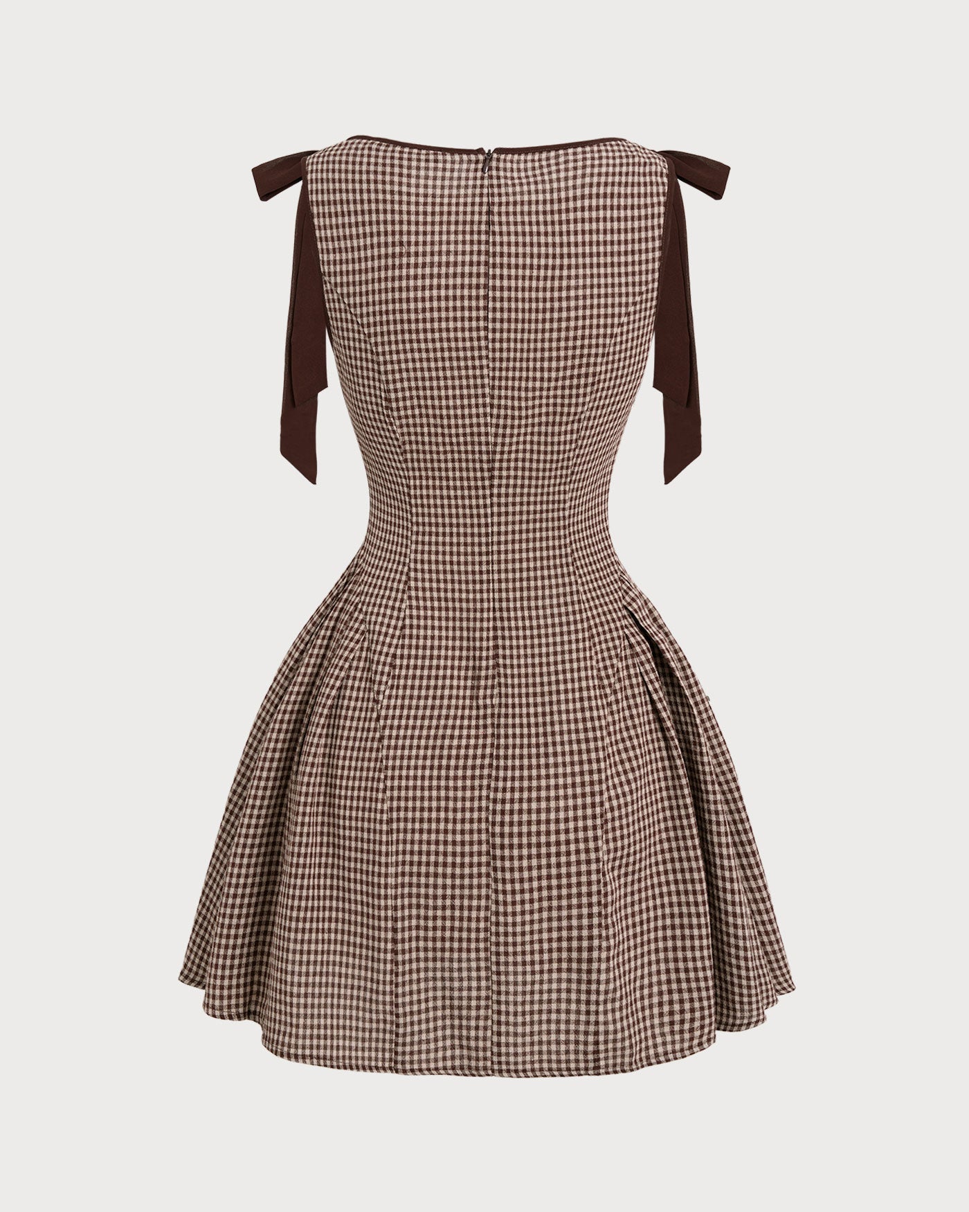 Brun Gingham Band Mini Klänning
