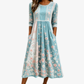Vårblomma Patchwork Midi Klänning