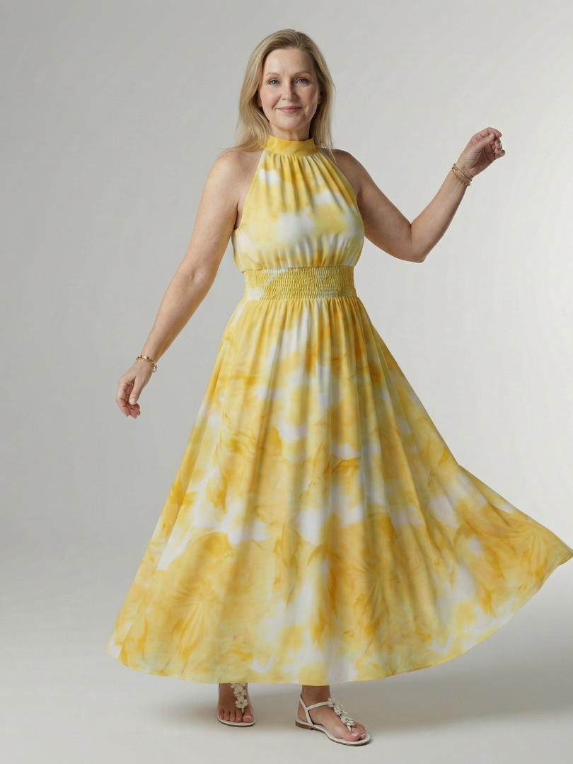 Sylin™ Samlet Halterneck Midi Kjole