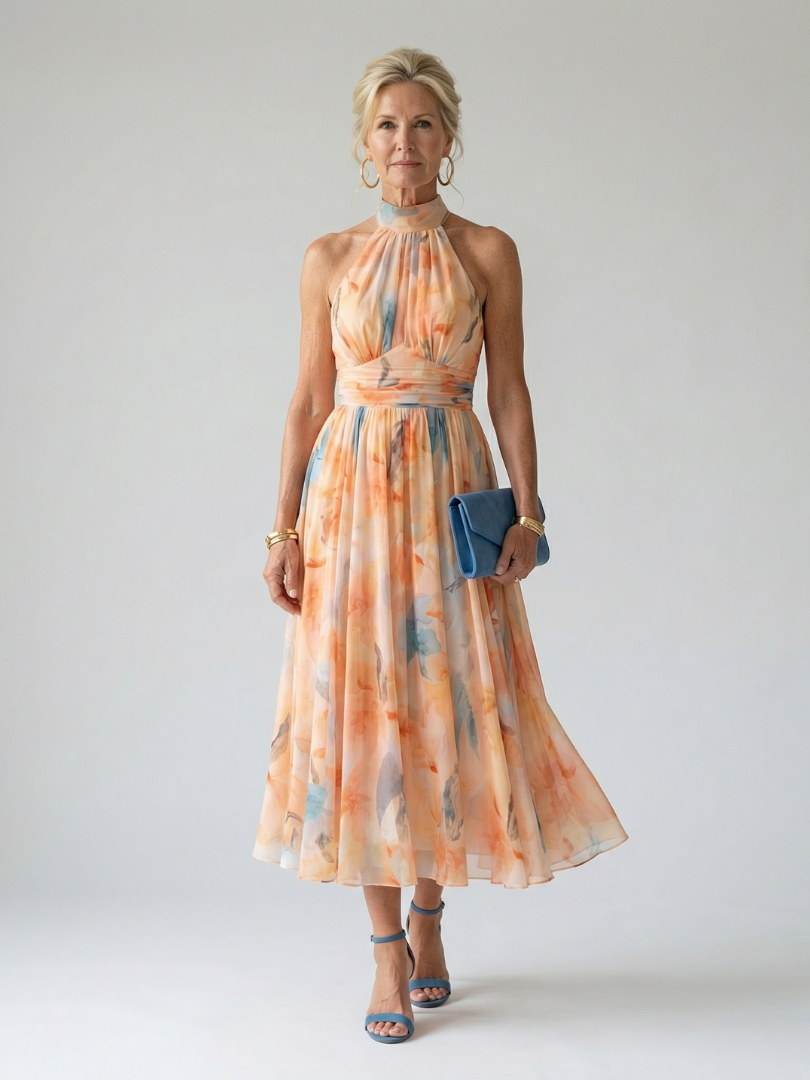 Elin™ Blød Halter Midi Kjole