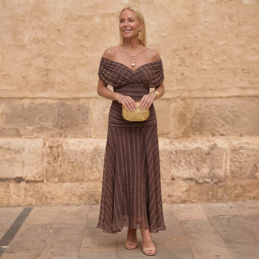 Sienna | Geometrisk Flödande Klänning
