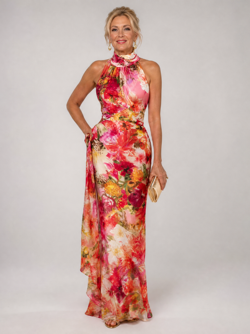 Elisabetta™ Halterneck Blomsterprint Maxi Klänning
