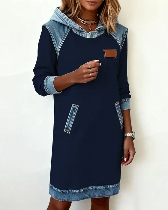 Alexa | Cozy Contrast Hoodie Klänning