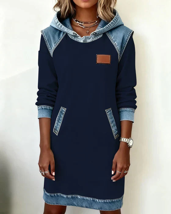 Alexa | Cozy Contrast Hoodie Klänning