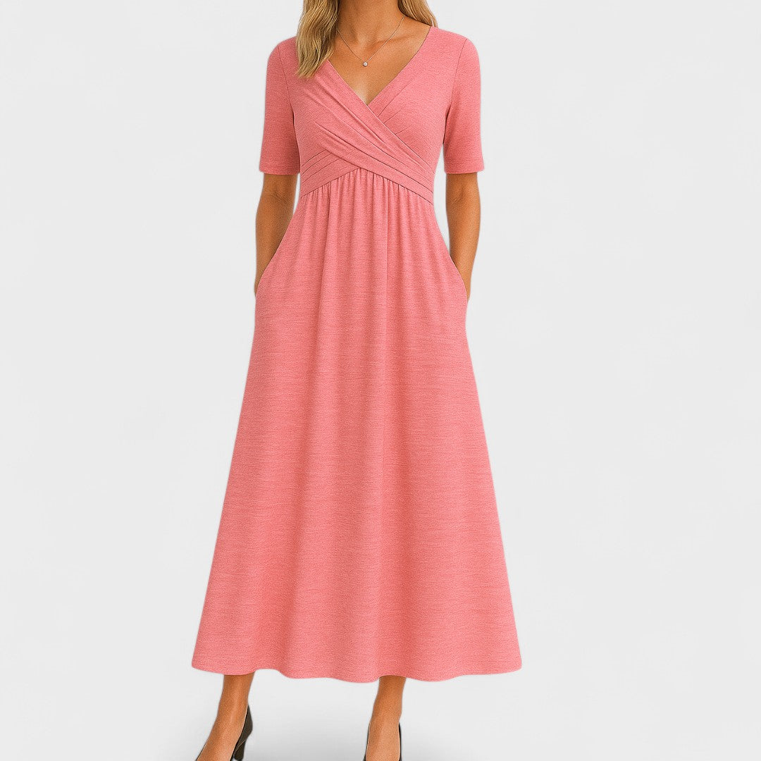 Eleanor | Elegant Midi Kjole med Lommer