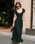 Svart Sweetheart Hals Chiffon Maxi Klänning