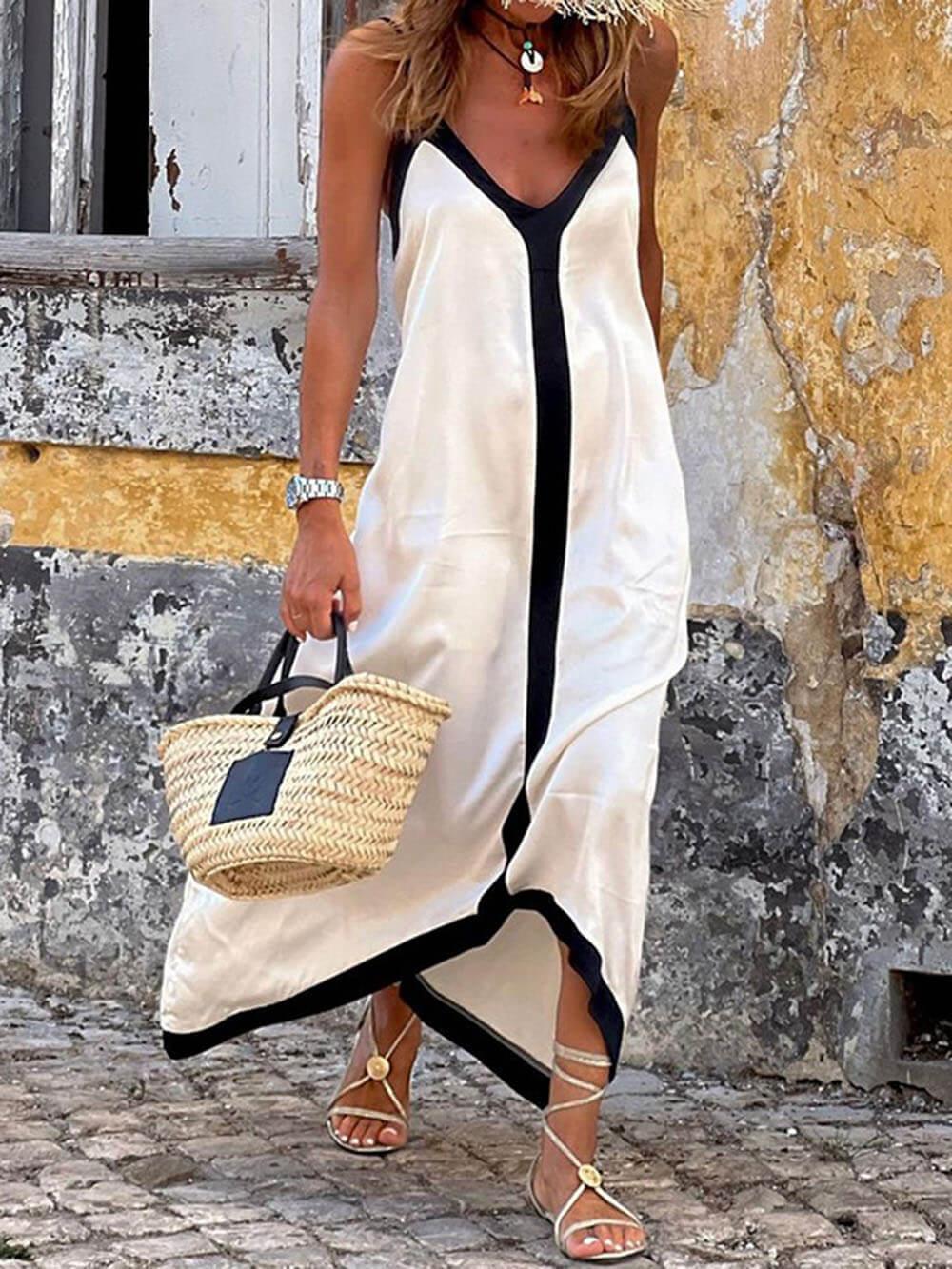 Nancy | Ø-stil Lavechic Colorblock Midi Kjole Look