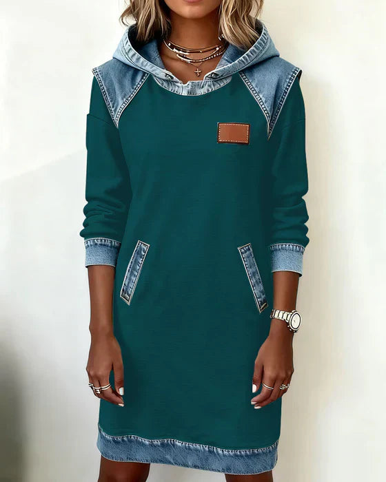 Alexa | Cozy Contrast Hoodie Kjole
