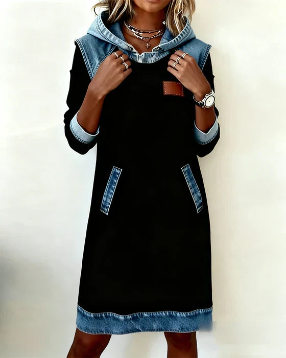 Alexa | Cozy Contrast Hoodie Kjole