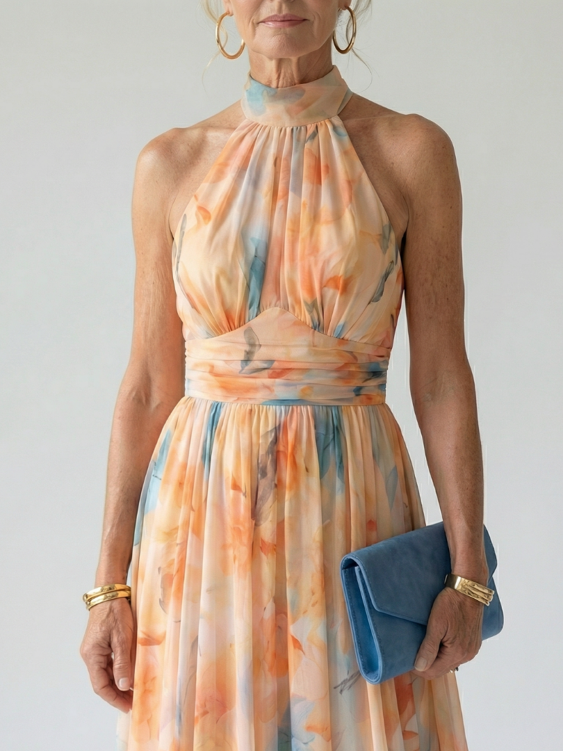 Elin™ Blød Halter Midi Kjole