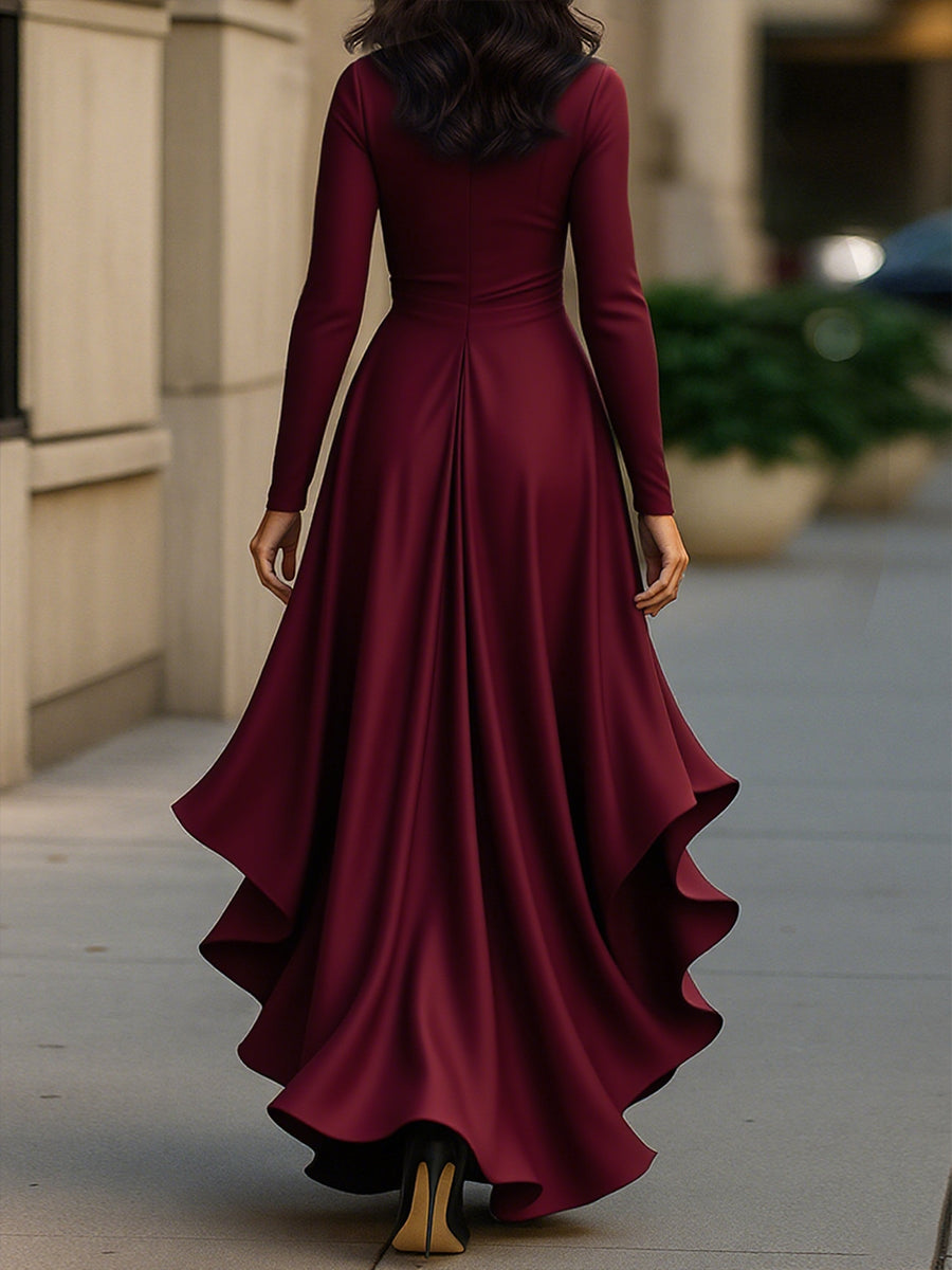 Palma | Satin Maxi Dress with Ruffle Details