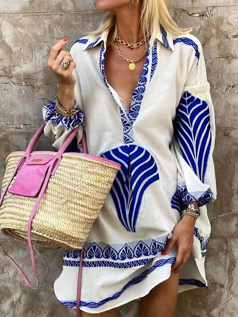 Flore | Tropisk Look Simpel Unik Print Ferie Mini Kjole