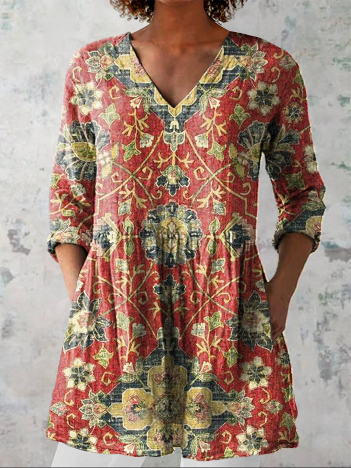 Lea | Langærmet Bluse med V-Hals