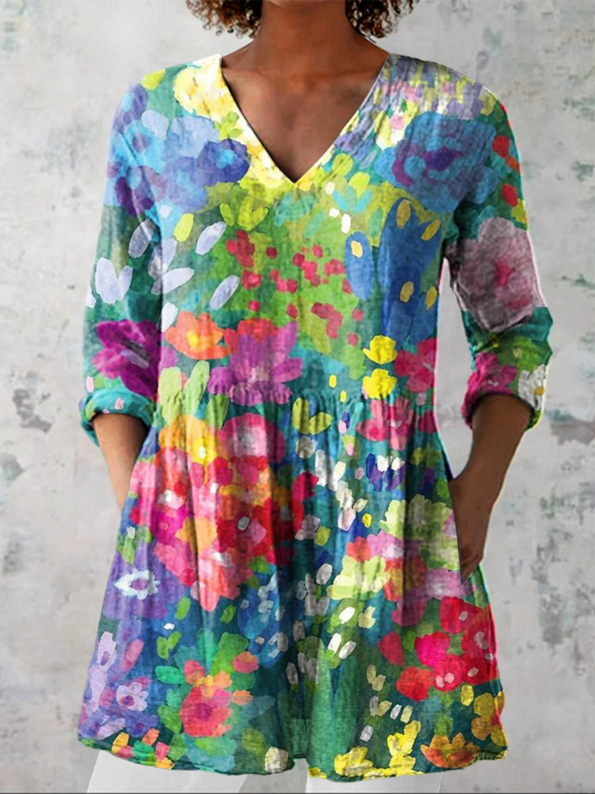 Maelle | Lång V-Hals Blus