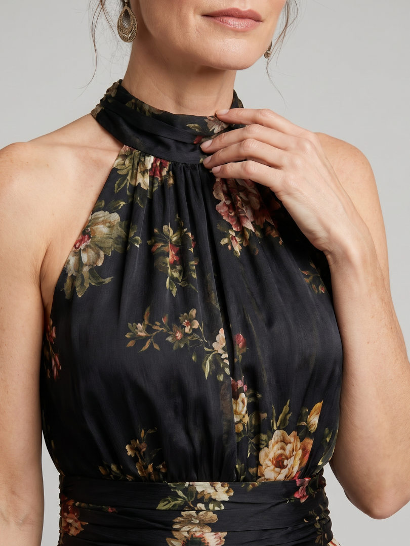 Sior™ Blommig Halterneck Midi Klänning