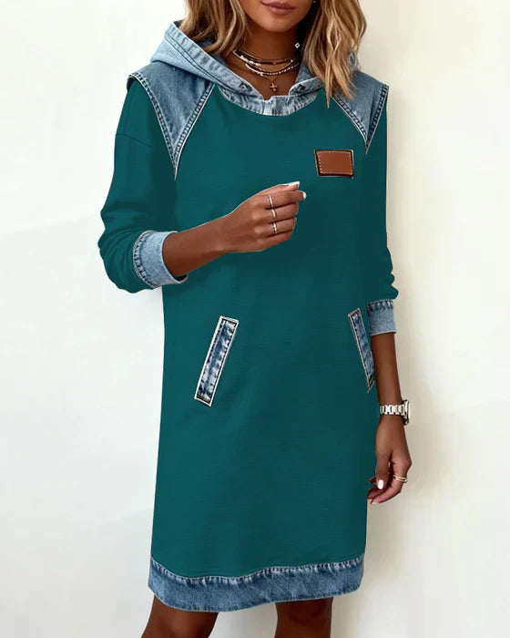 Alexa | Cozy Contrast Hoodie Klänning