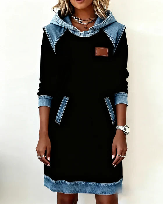 Alexa | Cozy Contrast Hoodie Klänning