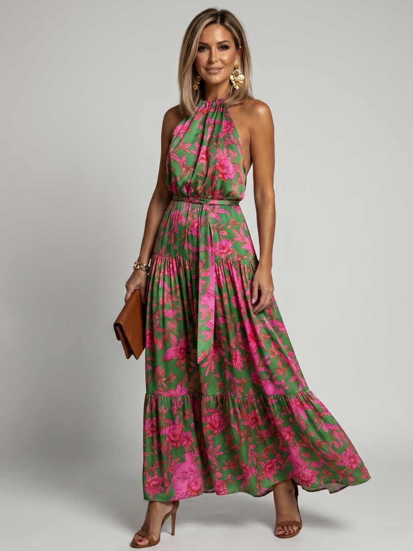 Rowen™ Draperad Halterneck Midi Klänning