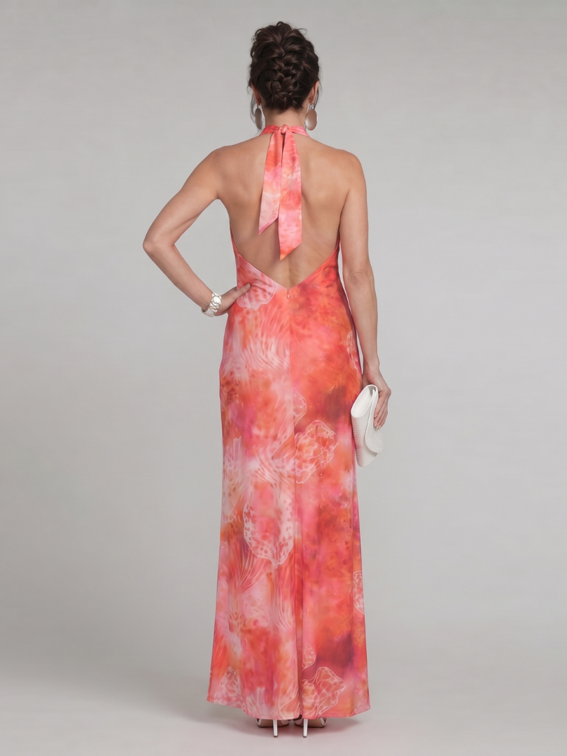 Coraline™ Halterneck Printet Maxi Kjole