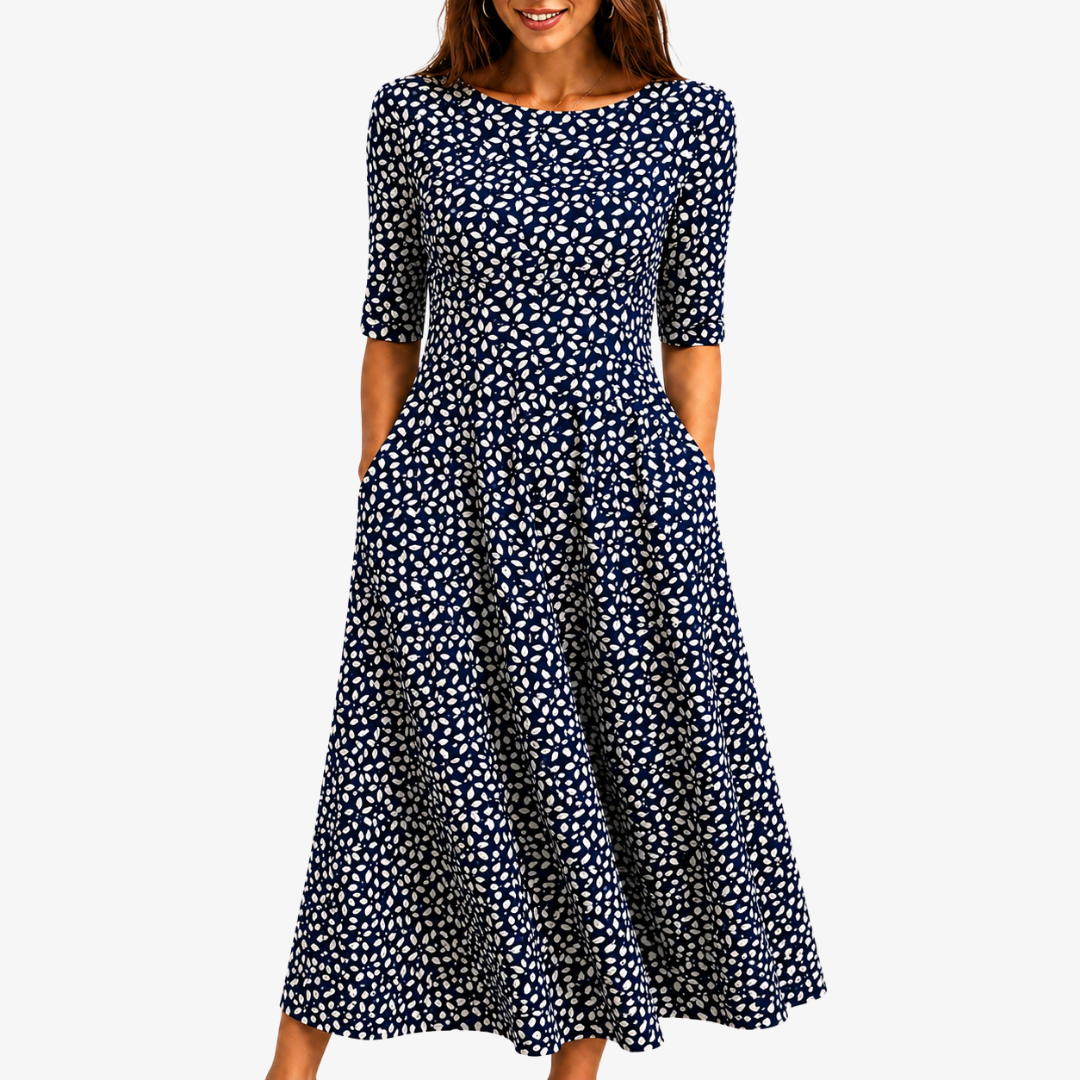 Midnattsblomma Pocket Maxi Klänning