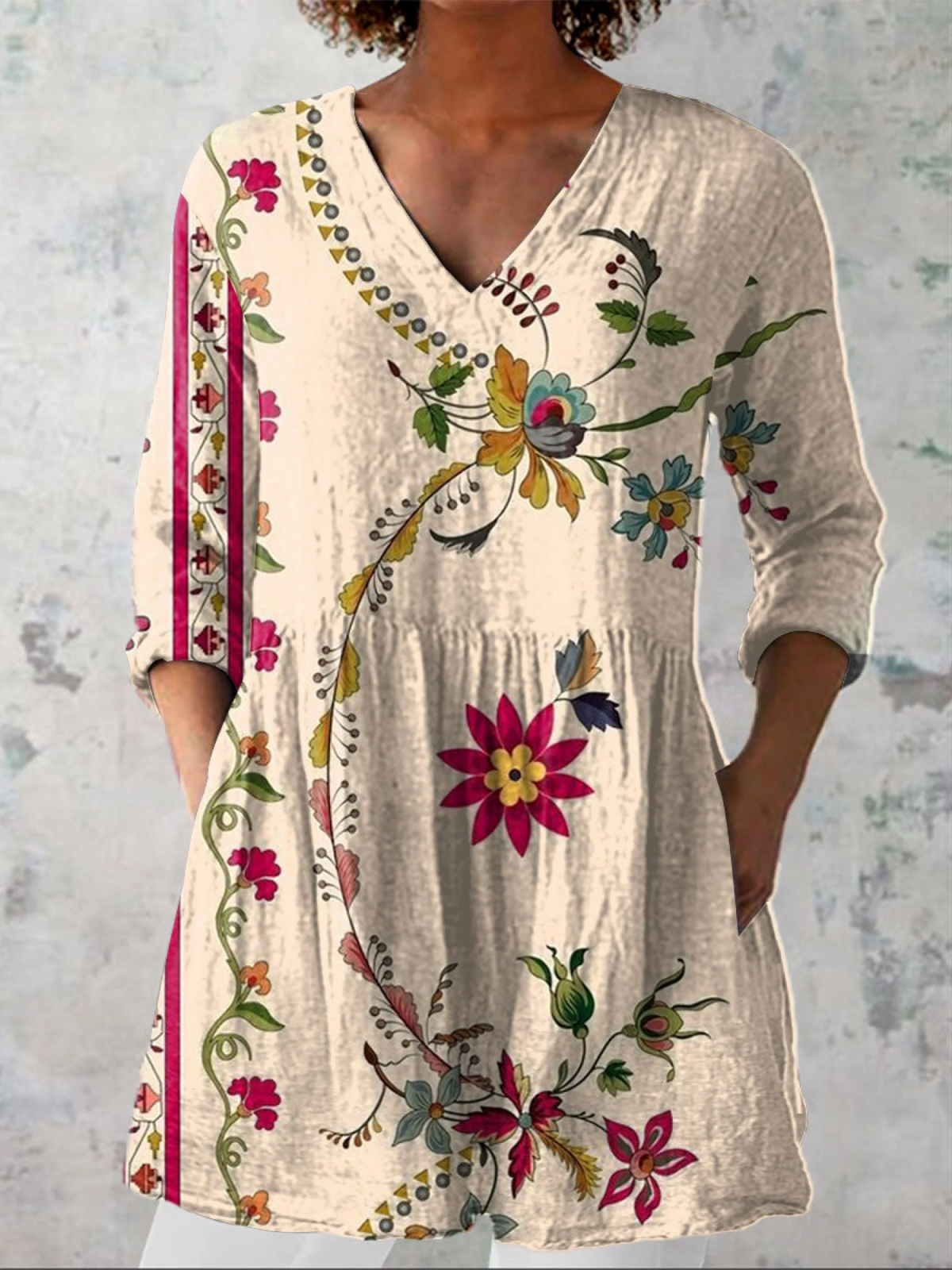 Clara | Lang Bluse med V-Hals