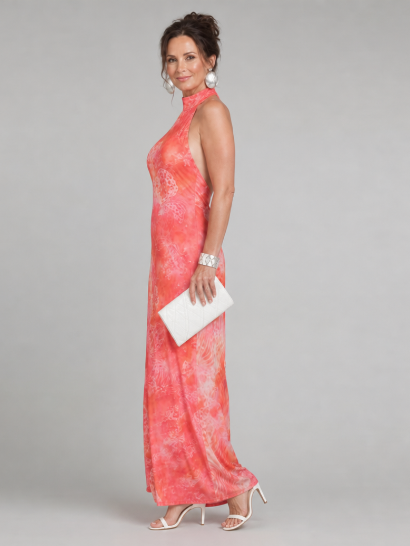 Coraline™ Halterneck Printet Maxi Kjole