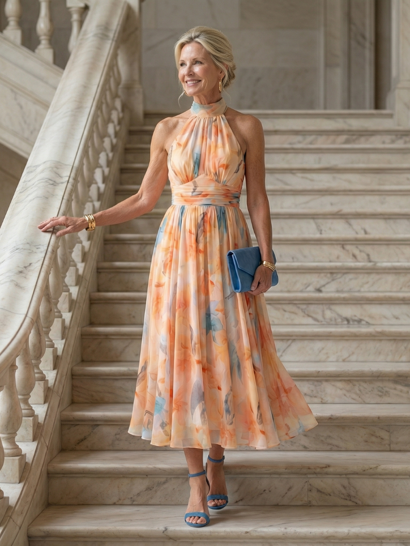 Elin™ Blød Halter Midi Kjole