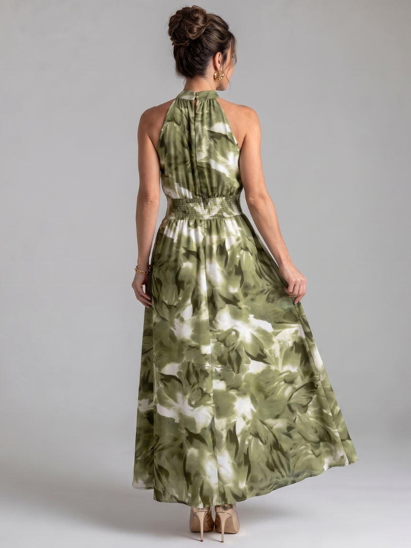 Olivia™ Samlet Talje Abstrakt Print Midi Kjole